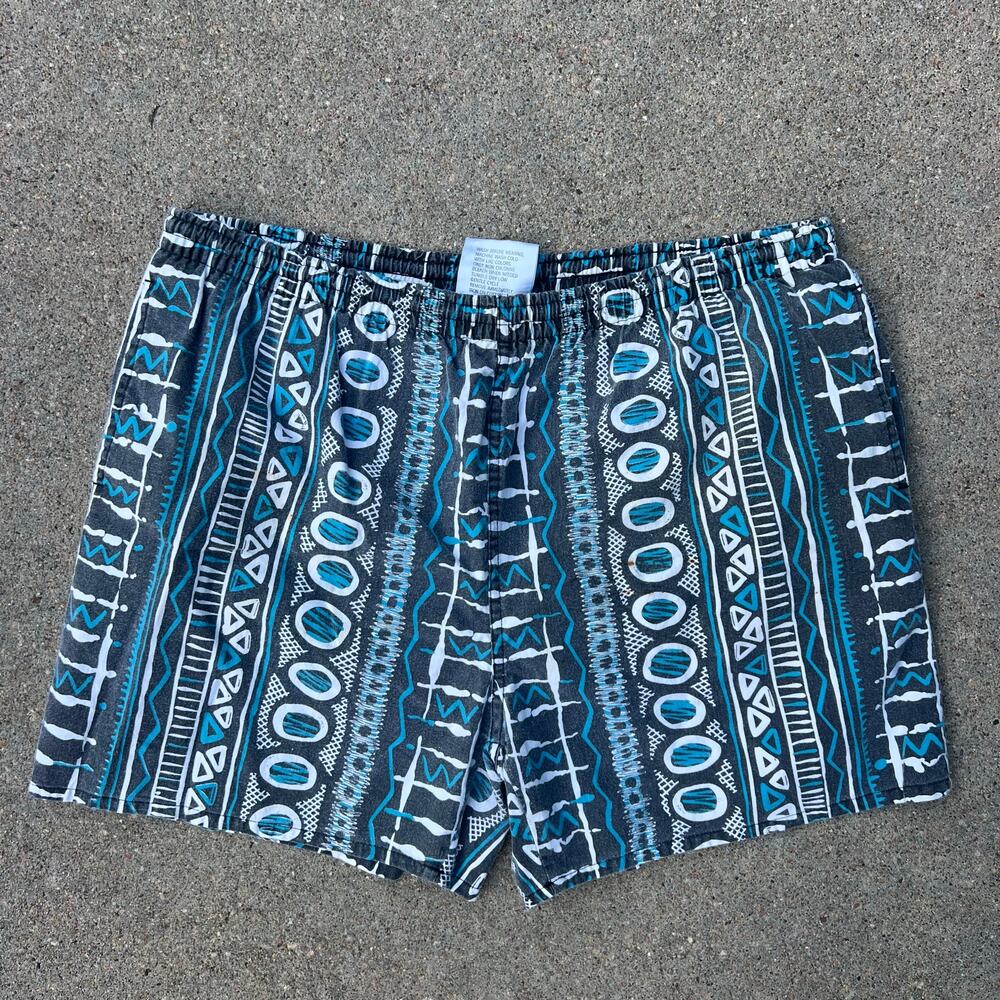 Vintage 90s Panic High Tide Men's Lined Swim Trunks Shorts Size LARGE Abstract